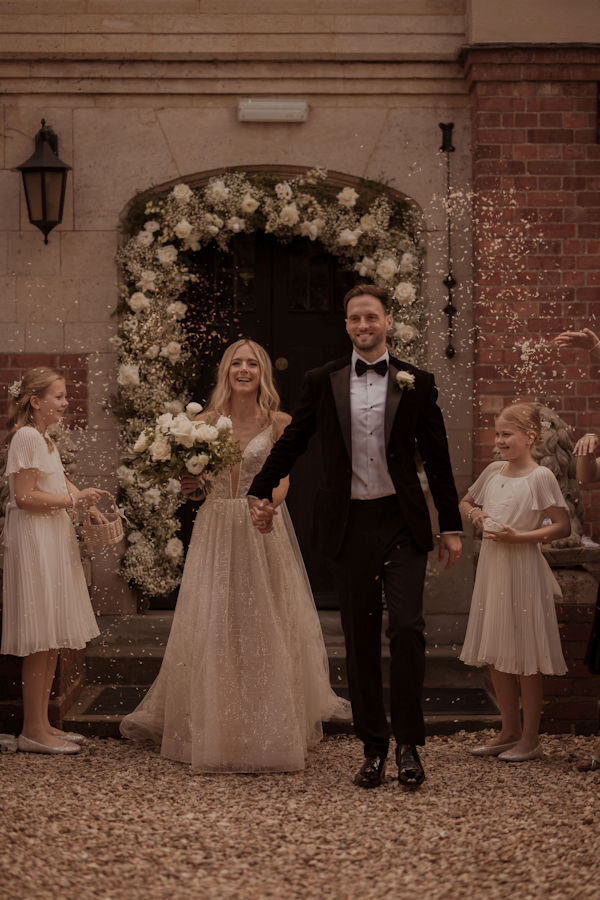 wedding arch in distance
