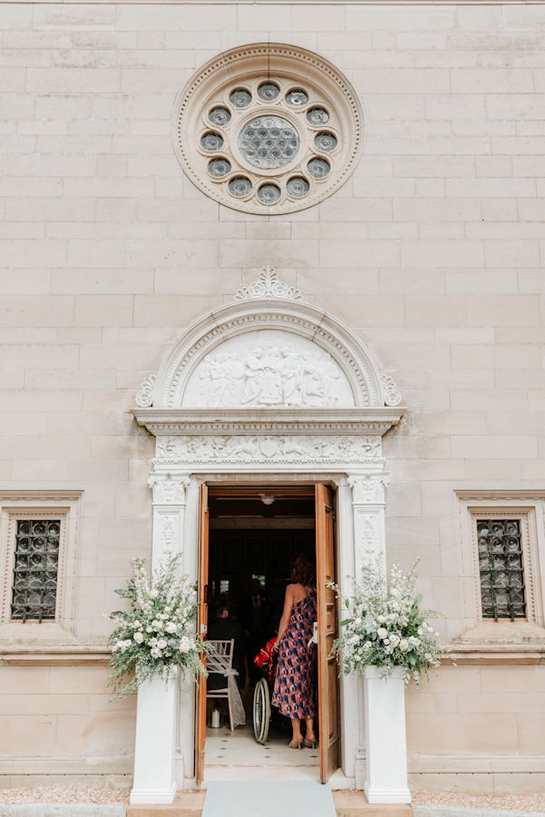 elegant pedestals at entrance