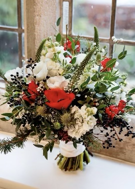 Bridal bouquet, December Wedding, Plum Park Manor.