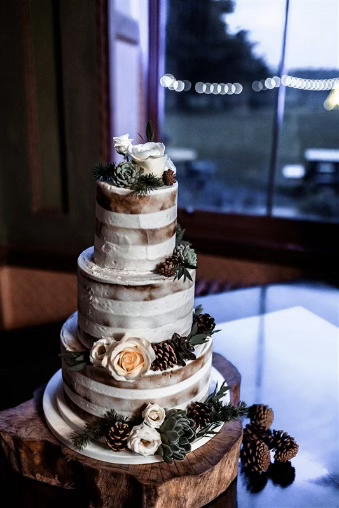 Seasonal cake flower decorations at Delapre Abbey.