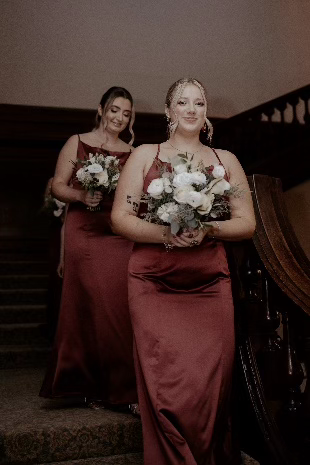 Bridesmaids with Bouquets at Bourton Hall.