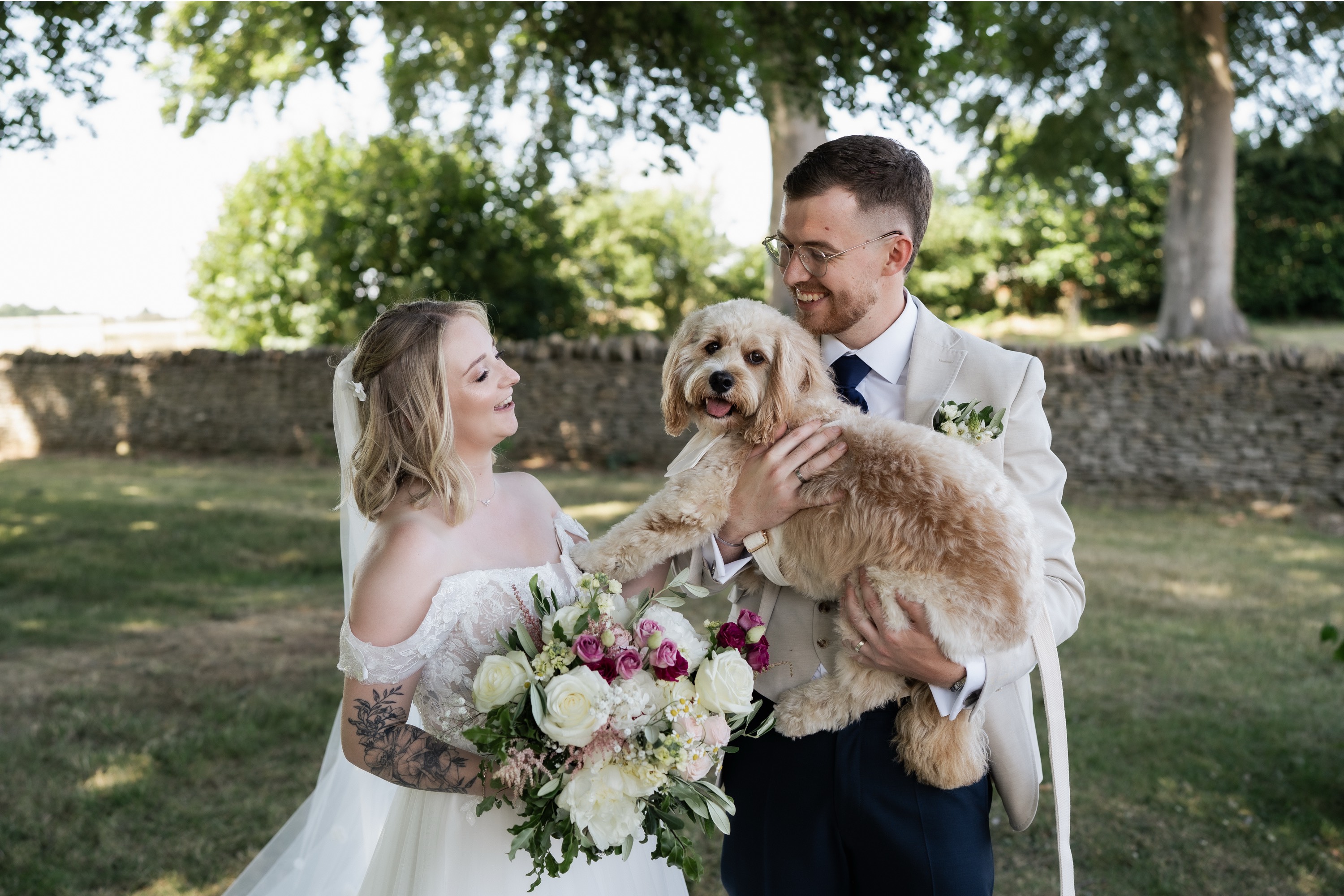 Bride and Groom with their Dog