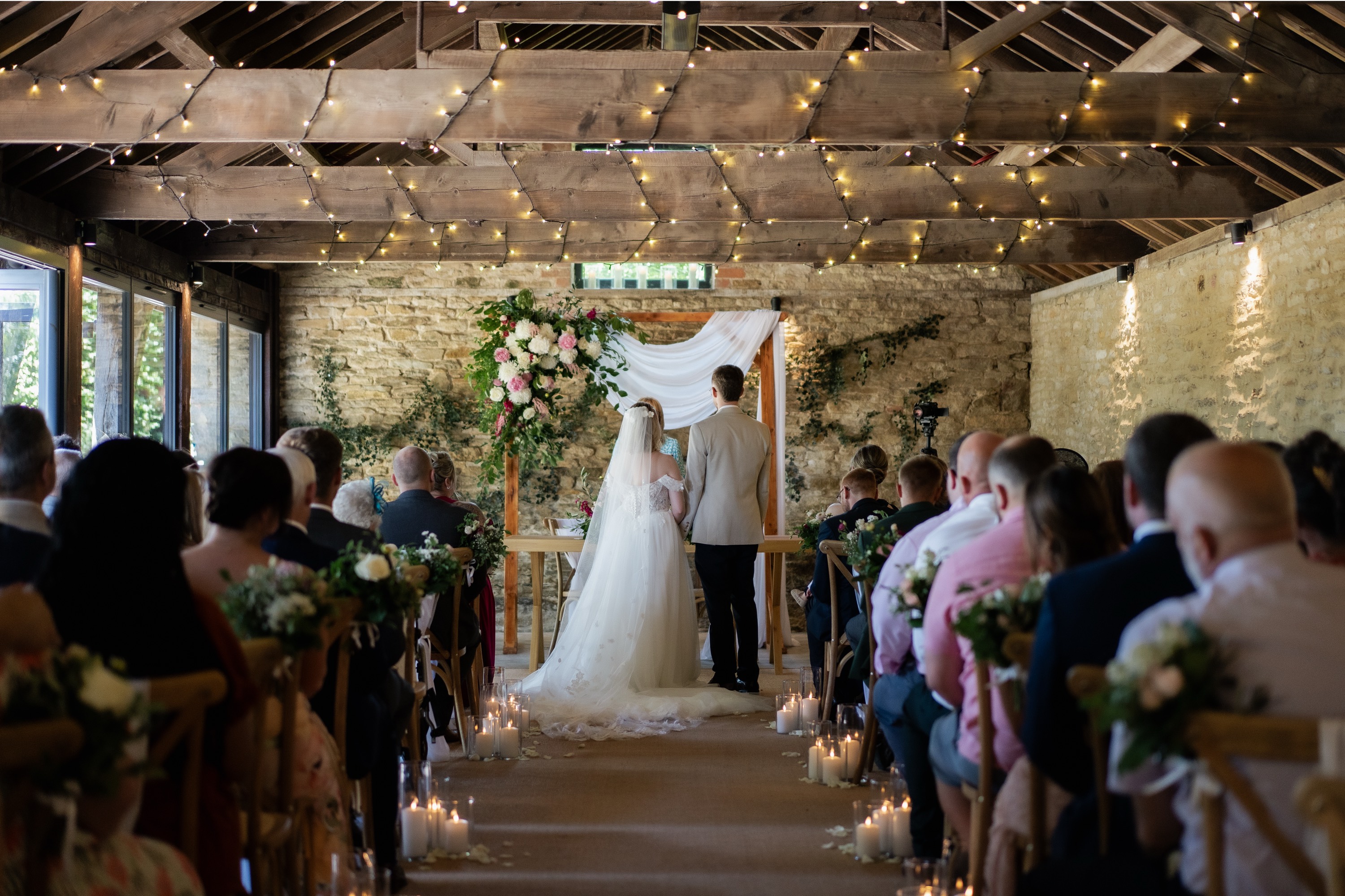 led candles along the aisle