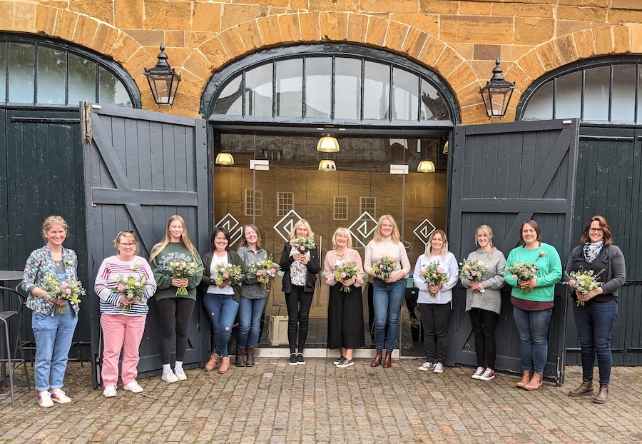group of flower school participants at delapre abbey